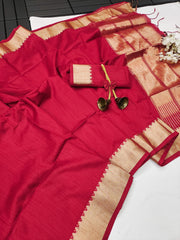 Banglori Hadloom Raw Silk Offwhite Saree