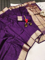 Premium Tussar Silk Purple Saree
