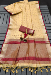 Semi Tussar Silk Offwhite Saree