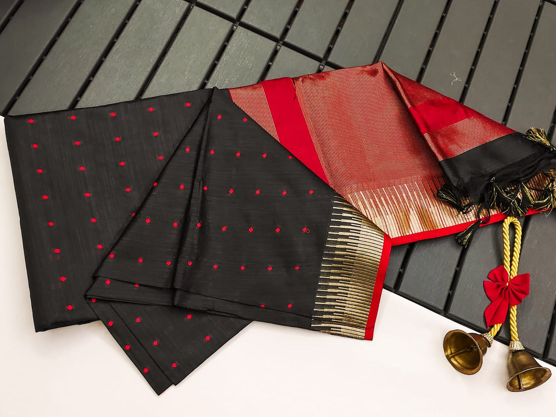 Semi Tussar Silk Bleck Saree