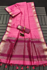 Semi Tussar Silk Pink Saree