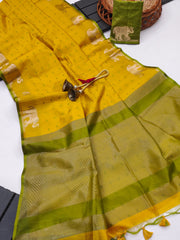 PREMIUM KHADI RAW YELLOW SILK