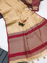 PREMIUM KHADI RAW SILK  PICH SAREE