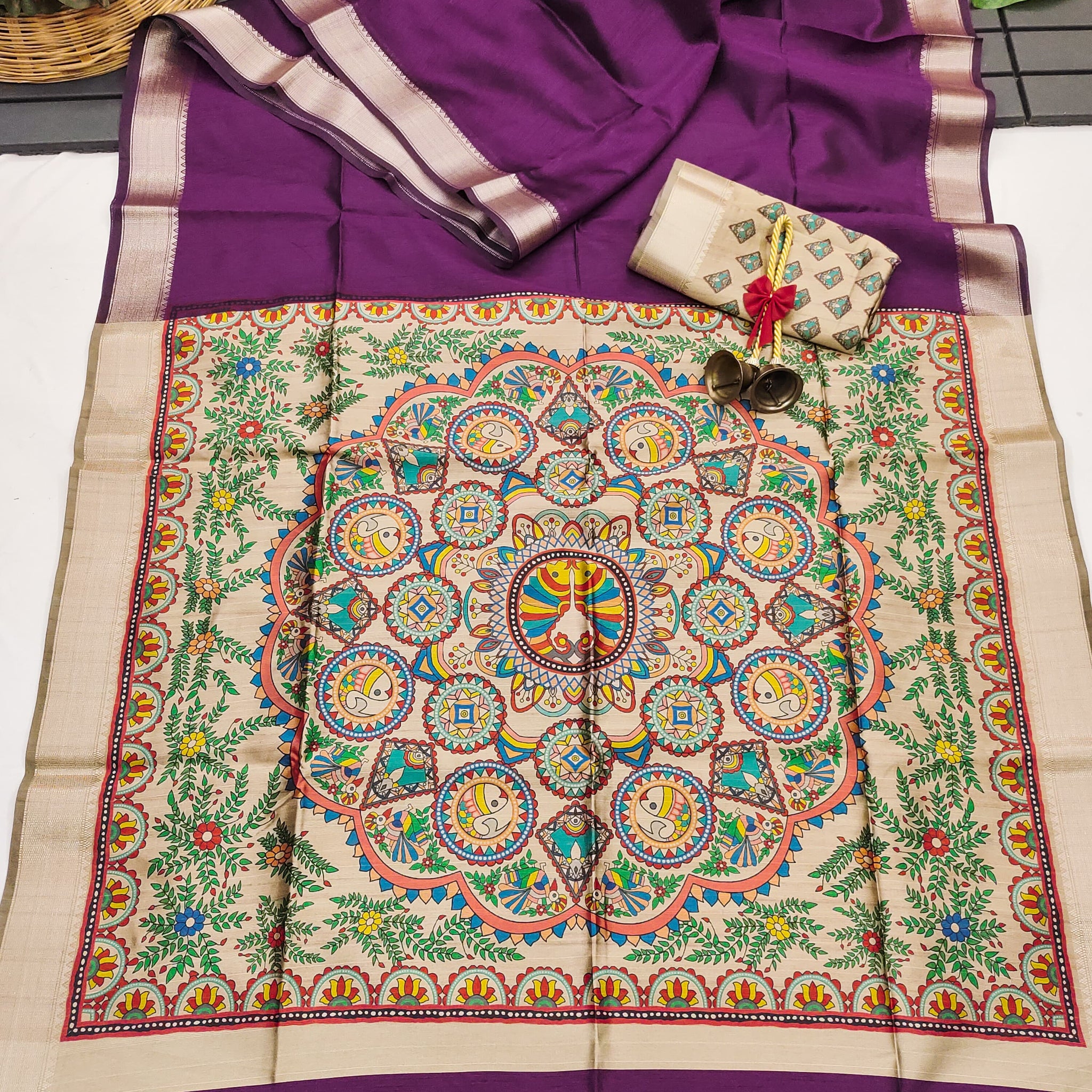 Soft Khadi Raw Silk Purple Saree