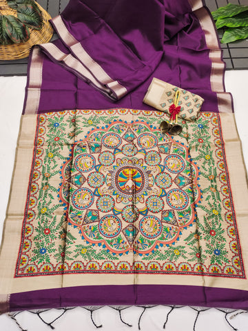 Soft Khadi Raw Silk Purple Saree