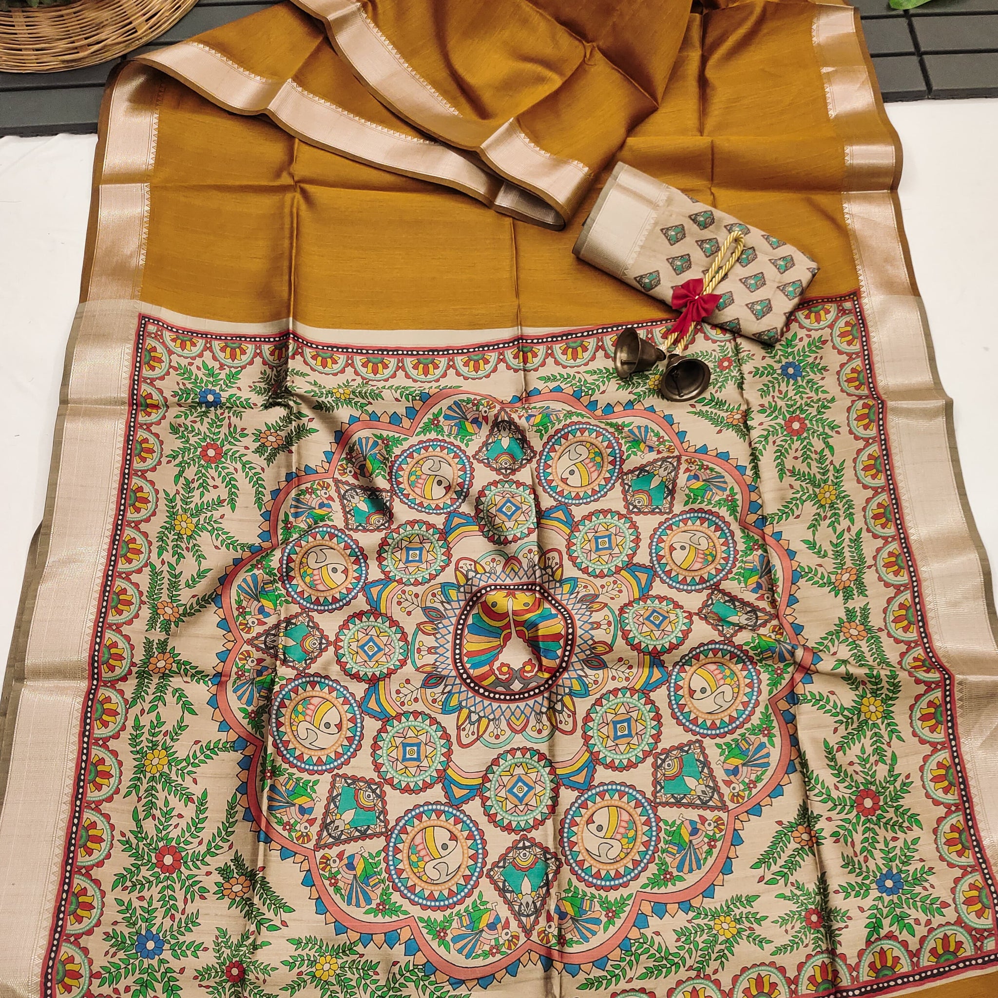 Soft Khadi Raw Silk Orange Saree