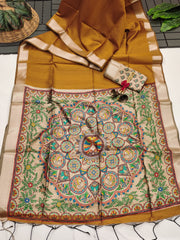 Soft Khadi Raw Silk Orange Saree