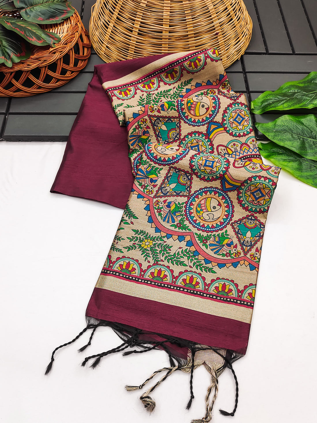 Soft Khadi Raw Silk Maroon Saree