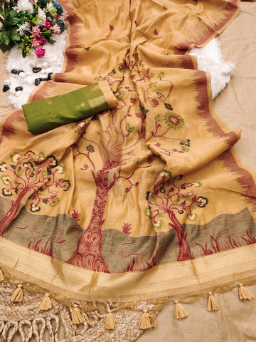 Premium soft Muga Cotton Pich saree