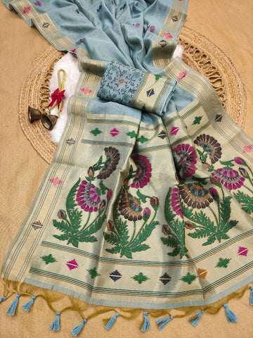 Premium Soft moga cotton paithani saree