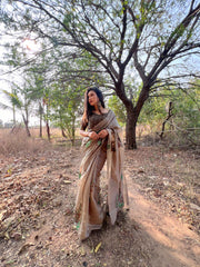 Premium Soft Muga Silk Grey Saree