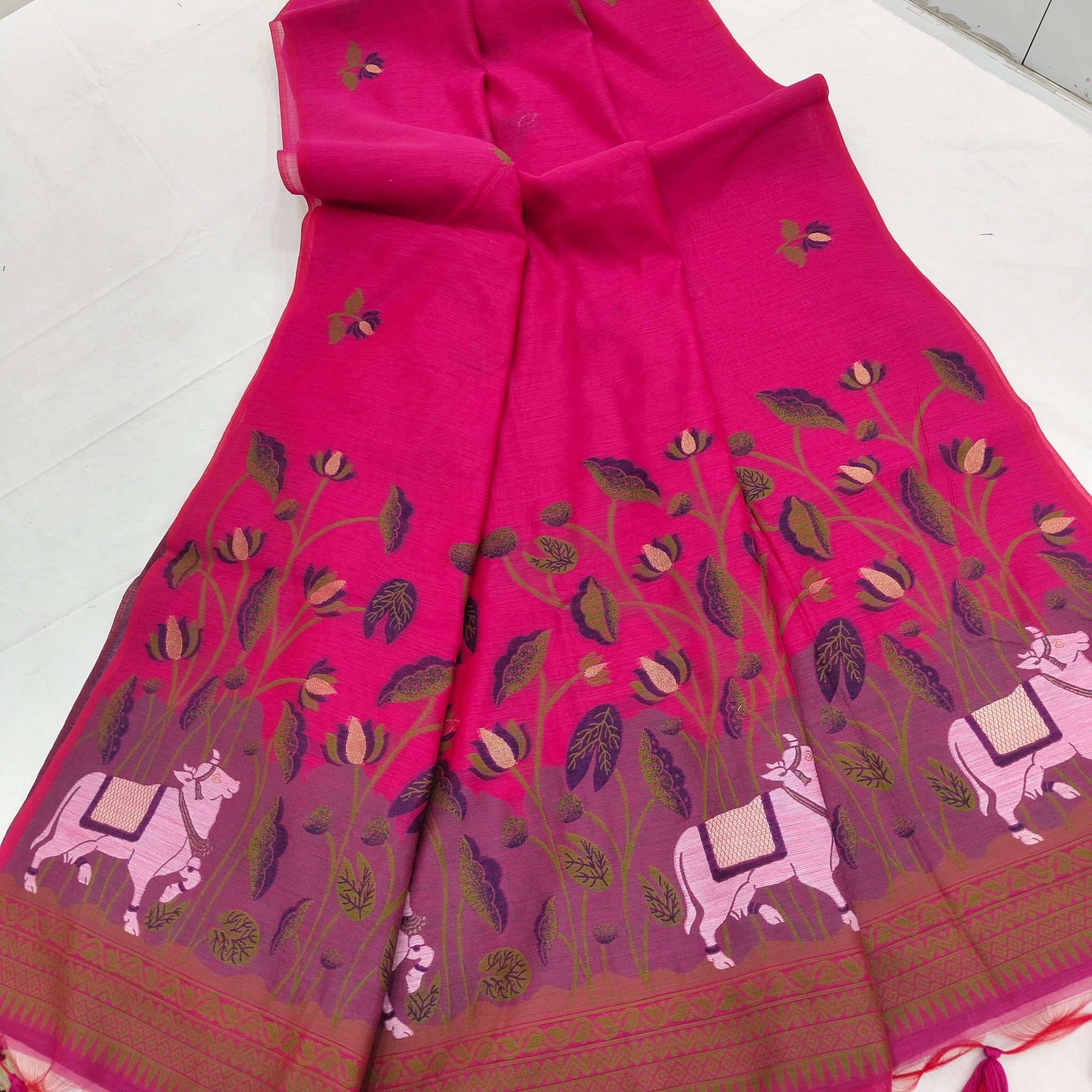 Premium Soft Muga Pink Saree
