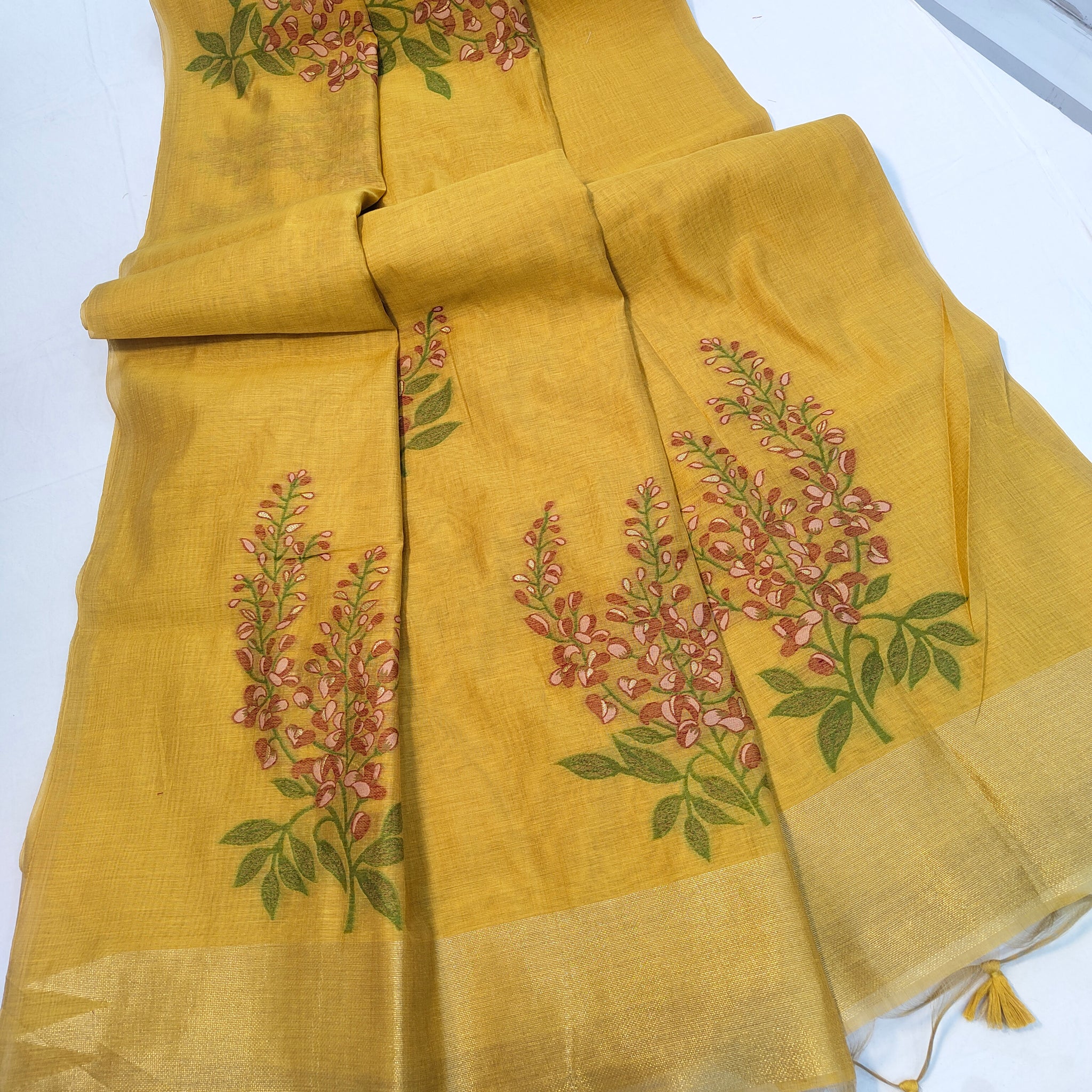 Premium Soft Muga Silk Yellow Saree