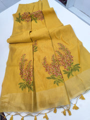 Premium Soft Muga Silk Yellow Saree