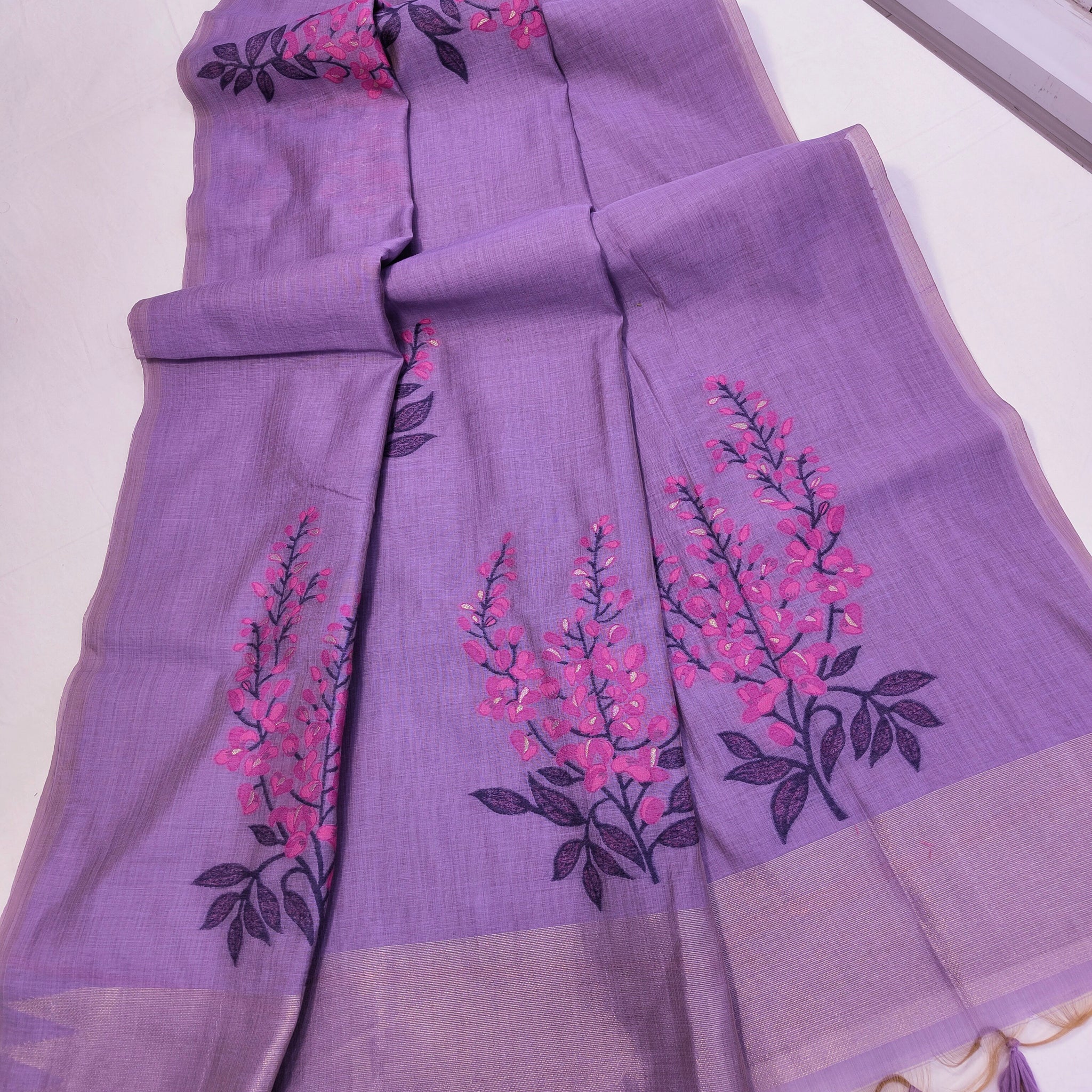 Premium Soft Muga Silk Purple Saree