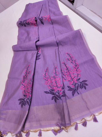 Premium Soft Muga Silk Purple Saree