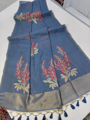 Premium Soft Muga Silk Dark Blue   Saree