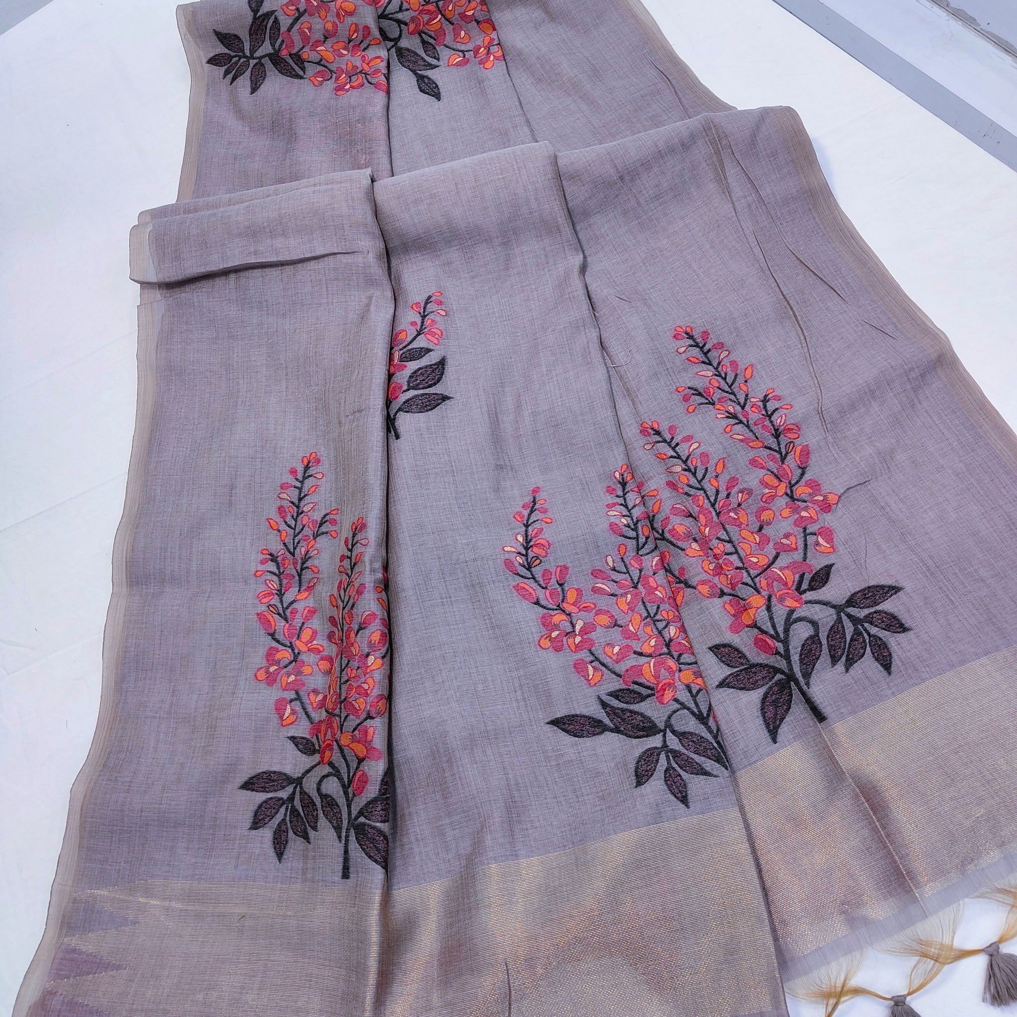 Premium Soft Muga Silk Grey Saree