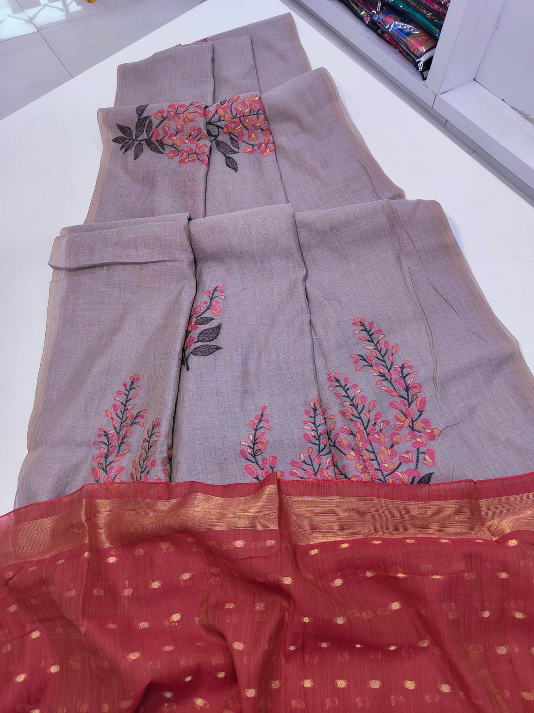 Premium Soft Muga Silk Grey Saree
