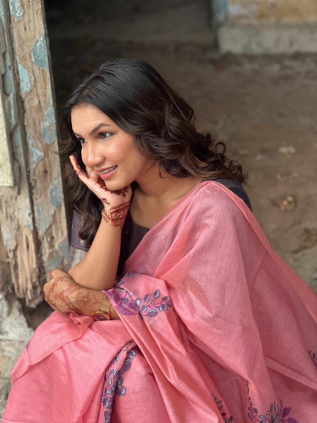 Premium Soft Muga Silk Pink Saree