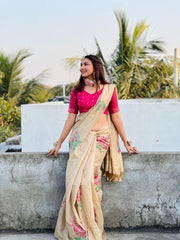 Premium Soft Muga Golden  Saree