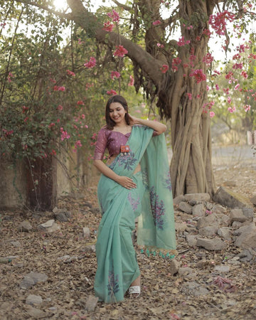 Premium Soft Muga Silk C Green Saree