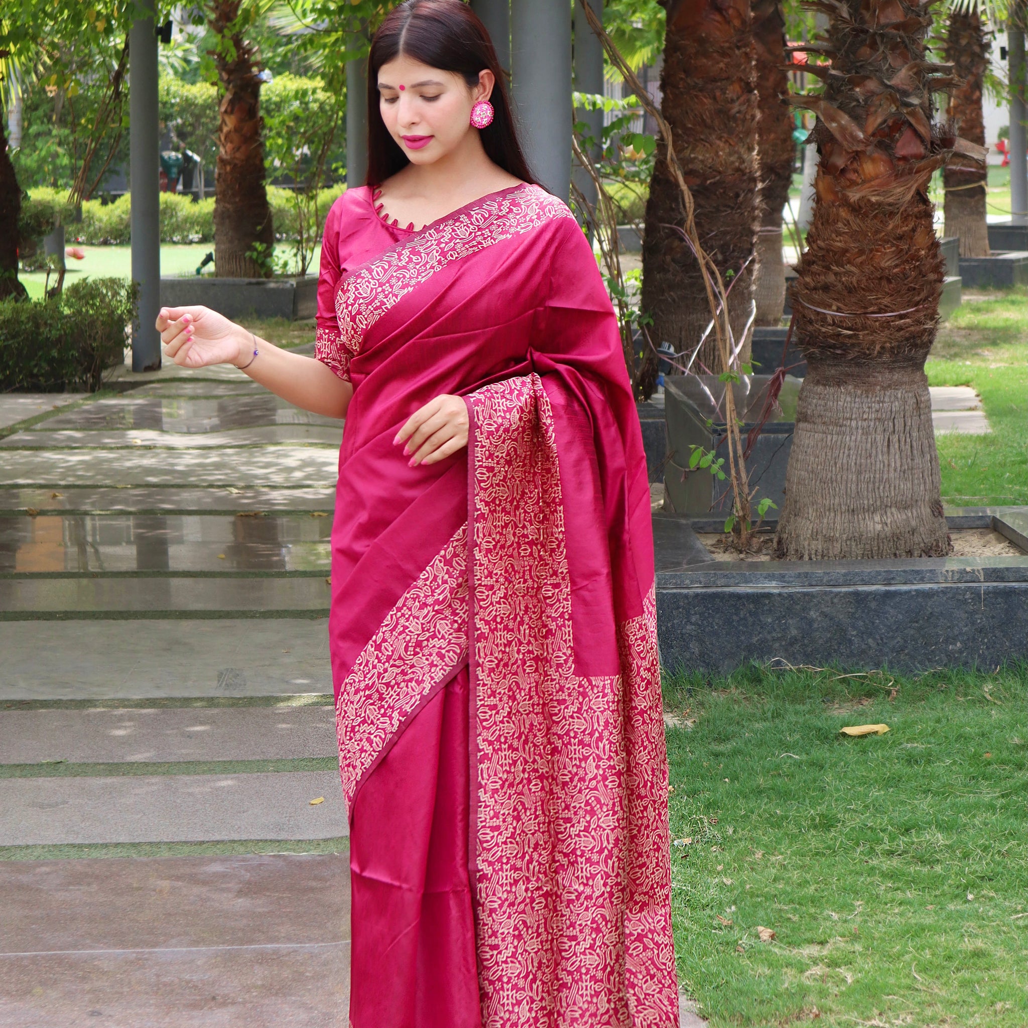 Handloom Raw Silk Pink Saree