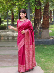 Handloom Raw Silk Pink Saree