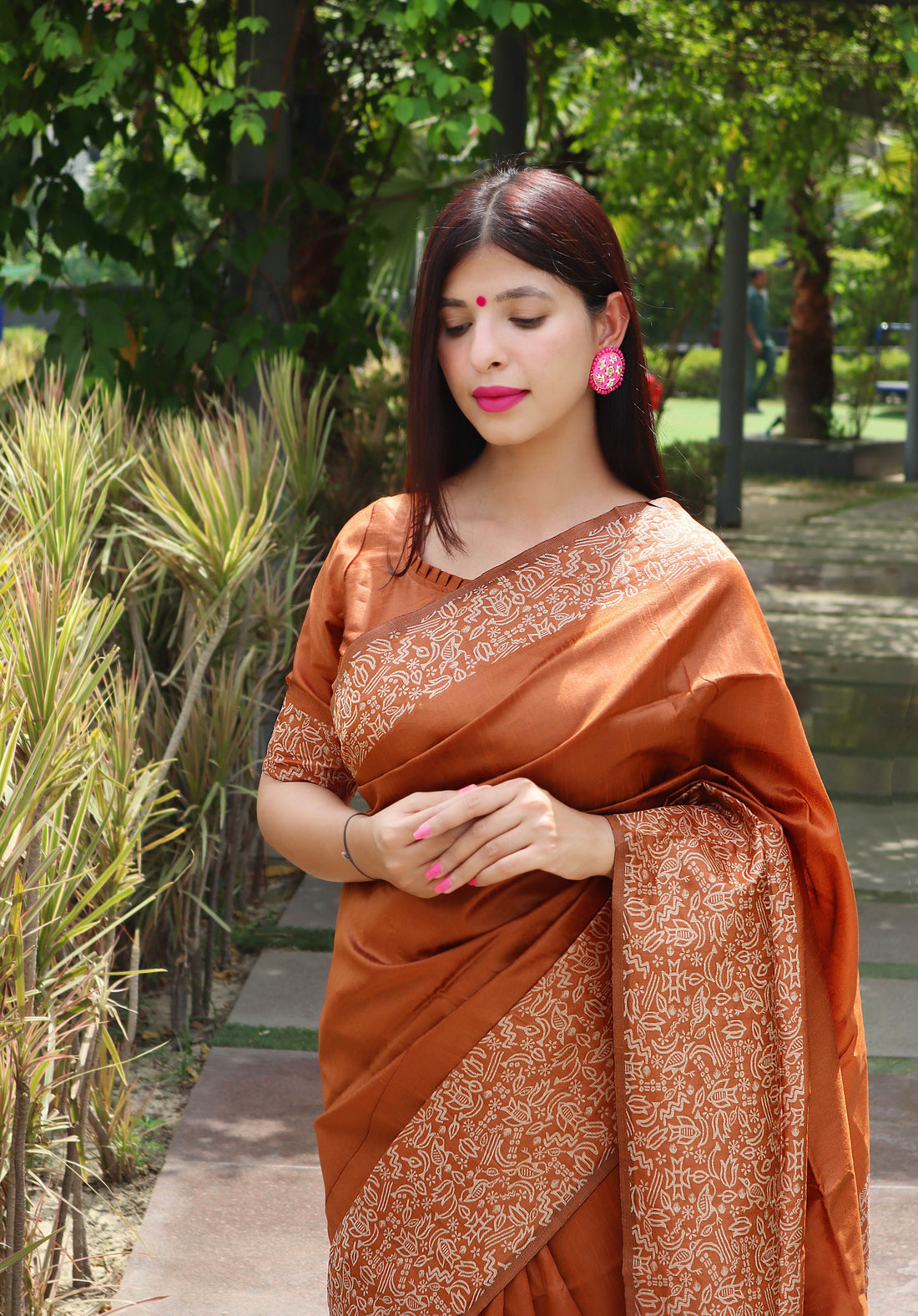 Handloom Raw Silk Rust Saree