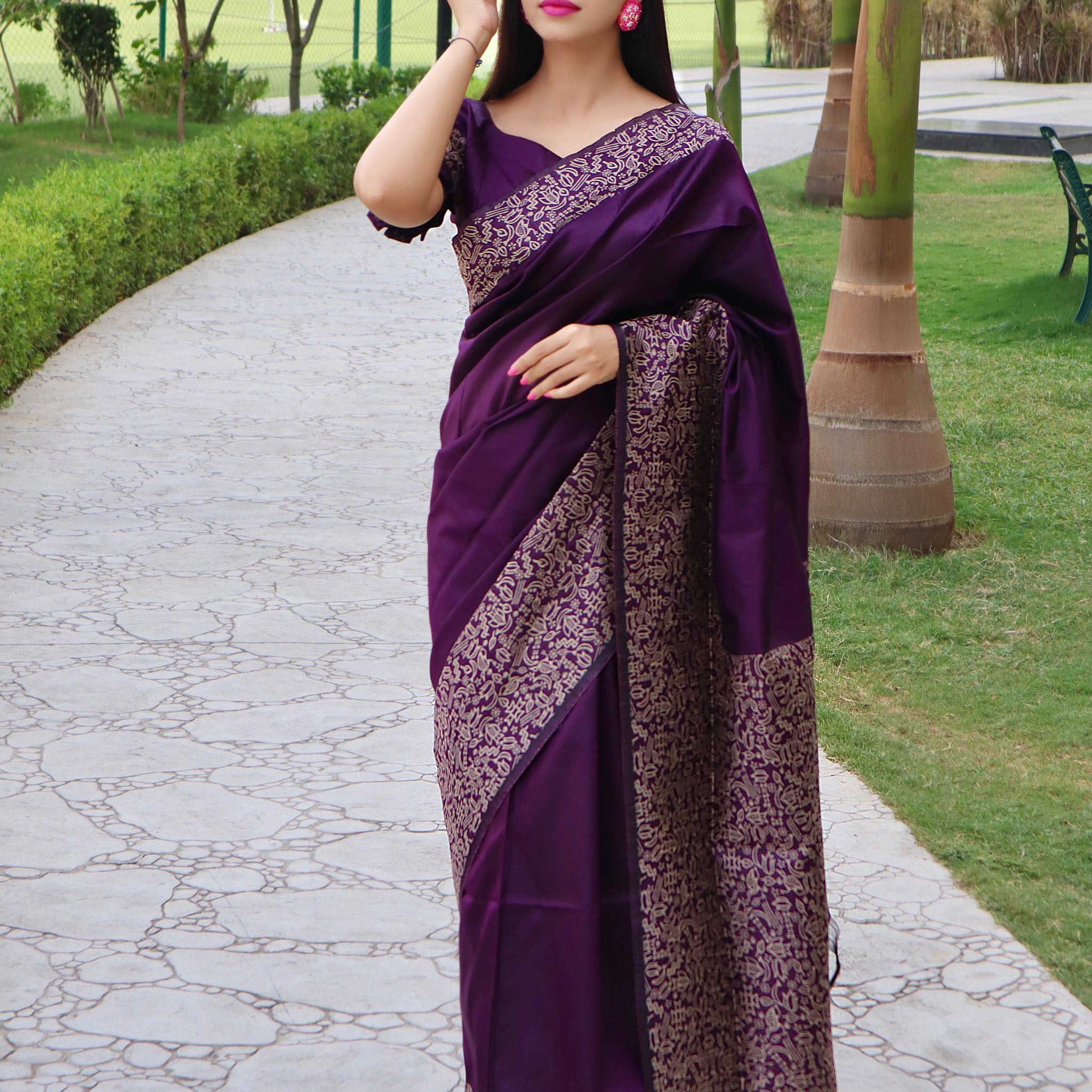 Handloom Raw Silk Purple Saree
