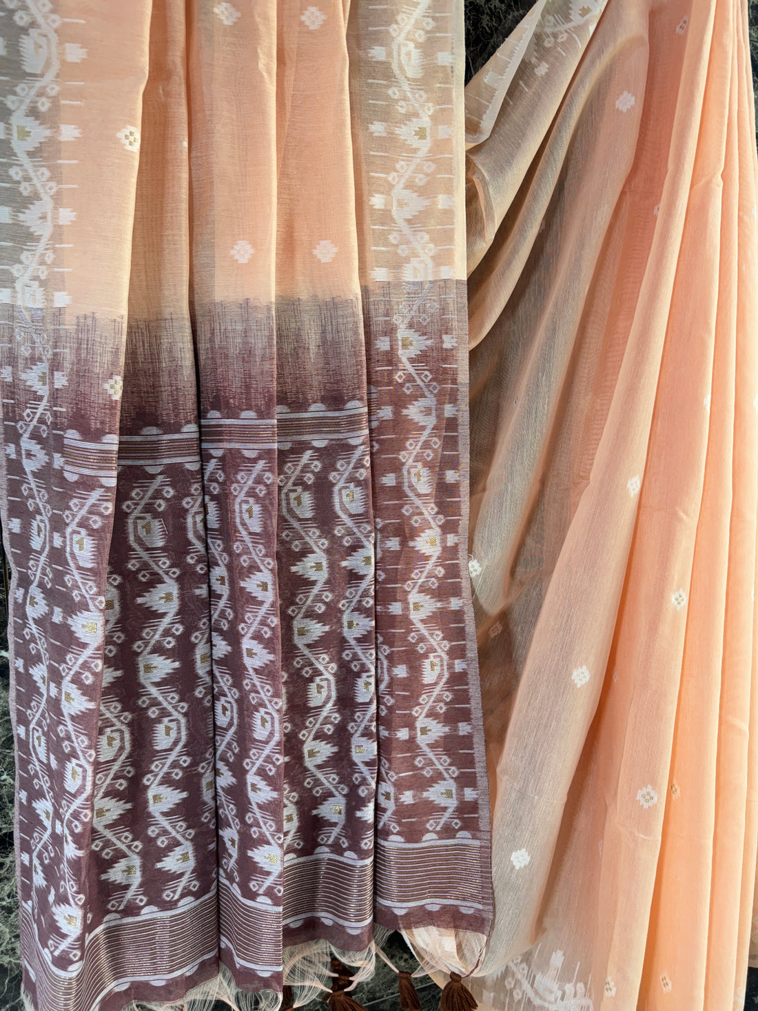 Premium Soft Muga Cotton Peach Sraee