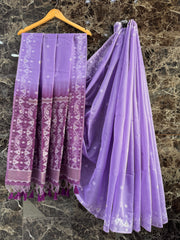 Premium Soft Muga Cotton Purple Saree