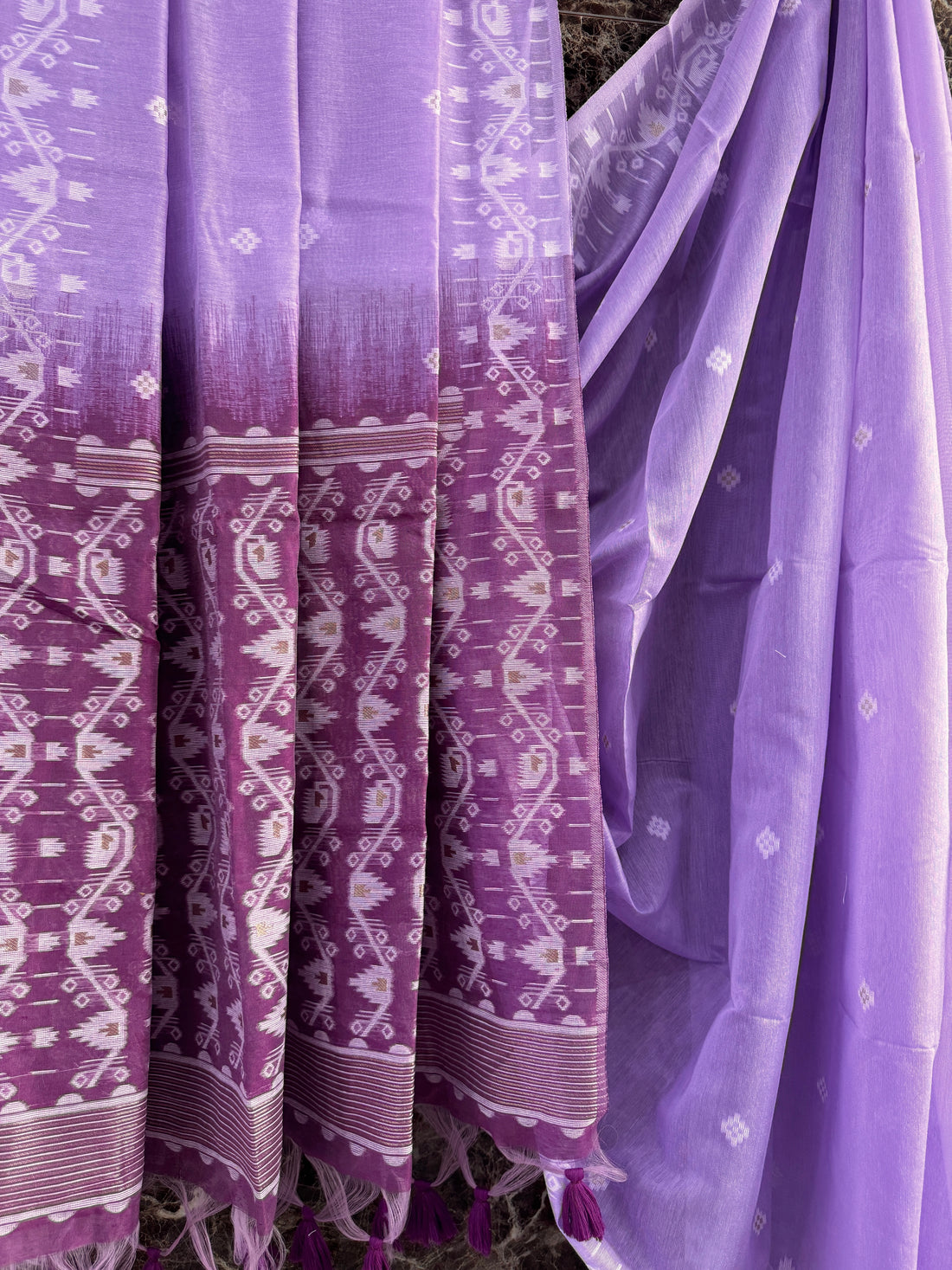 Premium Soft Muga Cotton Purple Saree