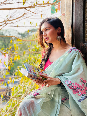 Premium Soft Muga Silk Sky Blue Saree