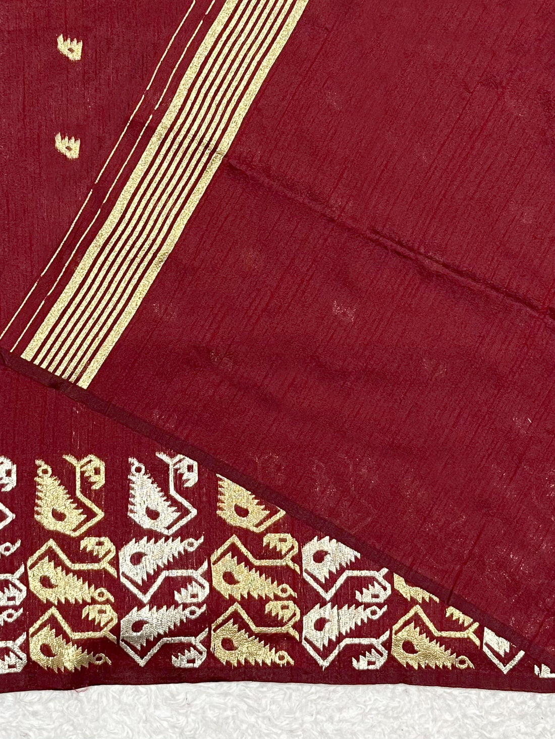 Semi Pure Tussar Silk Weaving Red Saree