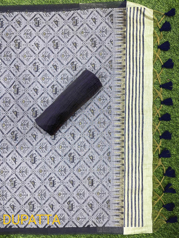 Presenting New Concept Unstitched Nevy Blue Dress