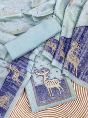 Presenting New Concept Unstitched Blue-sky Dress