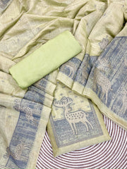 Presenting New Concept Unstitched Pista-blue Dress