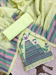 Presenting New Concept Unstitched Lhite Pista Dress