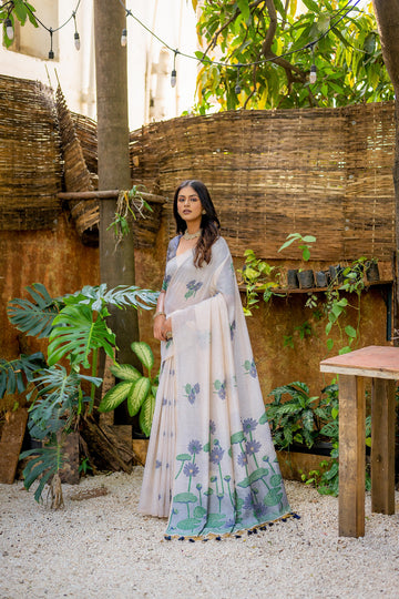 Premium Soft Muga Silk Blue Saree