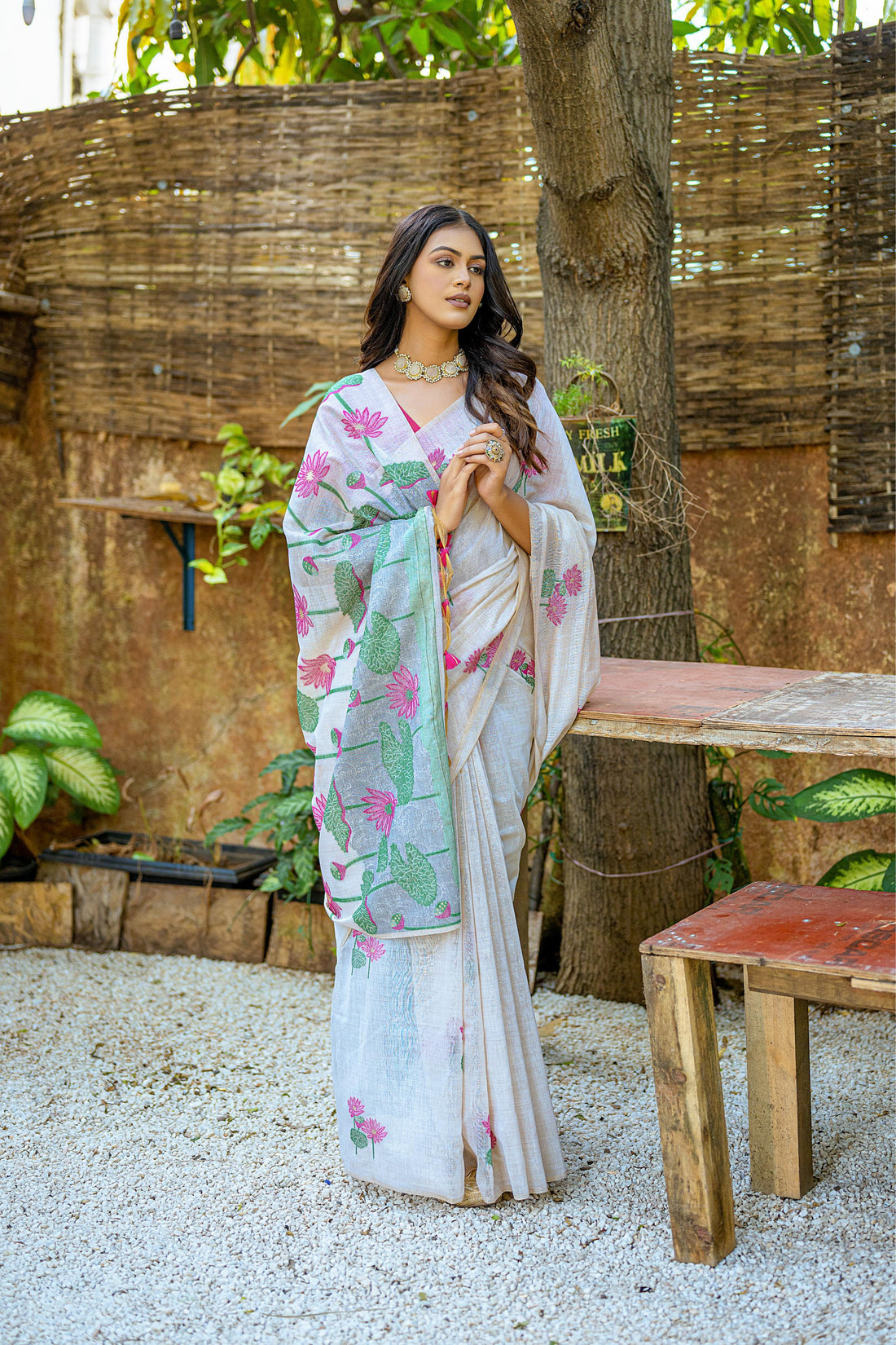Premium Soft Muga Silk Pink Saree