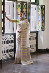 Premium Soft Muga Cotton Saree With Perrot Bloues Piece
