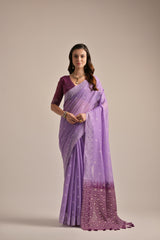 Premium Soft Jamdani Saree With Purple  Bloues Piecs