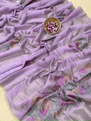 Premium Soft Muga Cotton Purple Saree