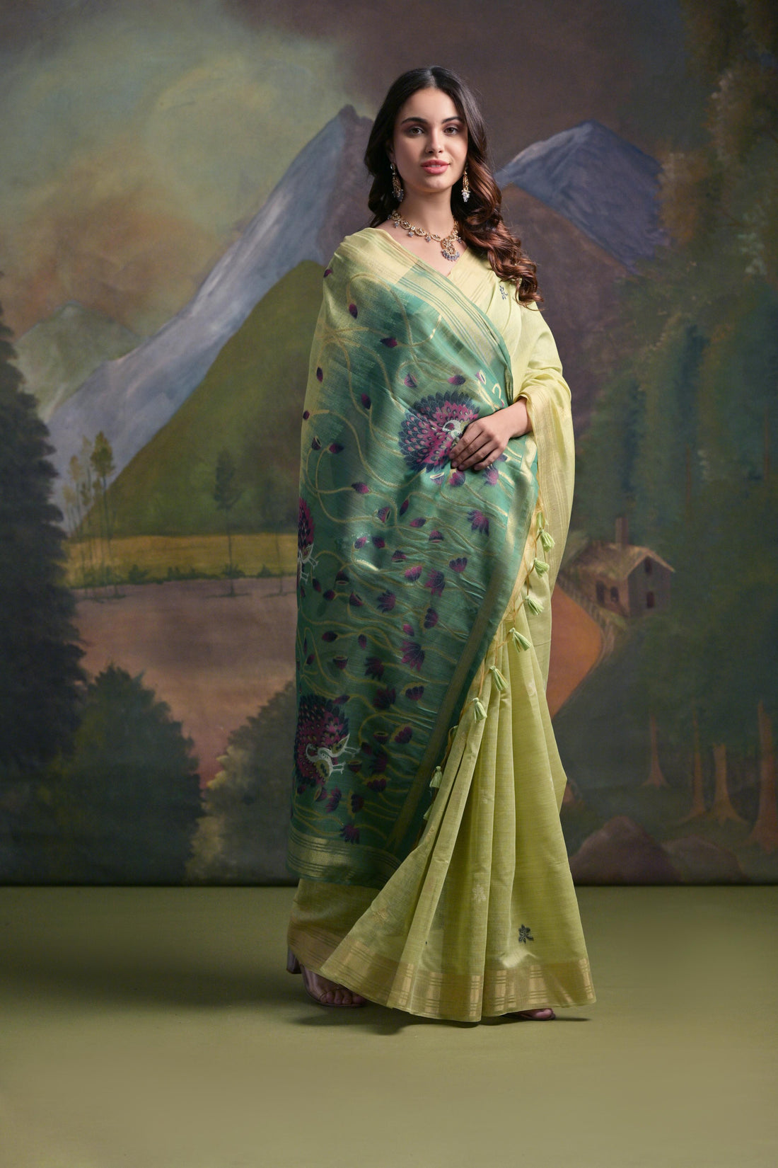Premium Soft Muga Cotton Levender Saree