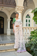 Premium Soft Muga Cotton Green Saree