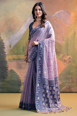 Premium Soft Muga Cotton Levender Saree
