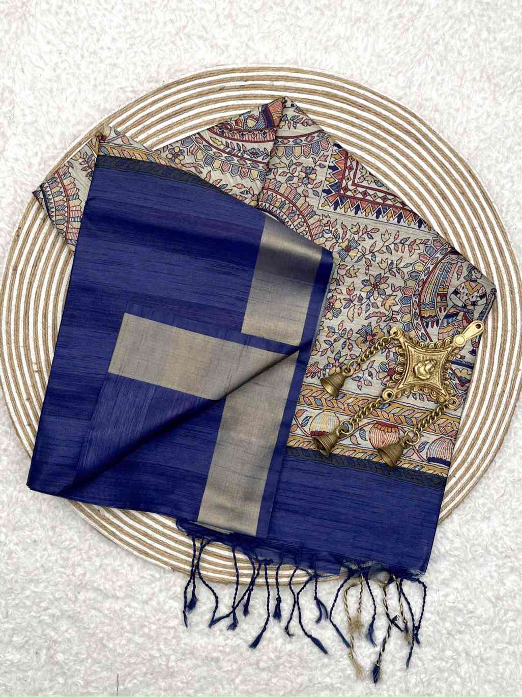 Soft Khadi Raw Silk Blue Saree