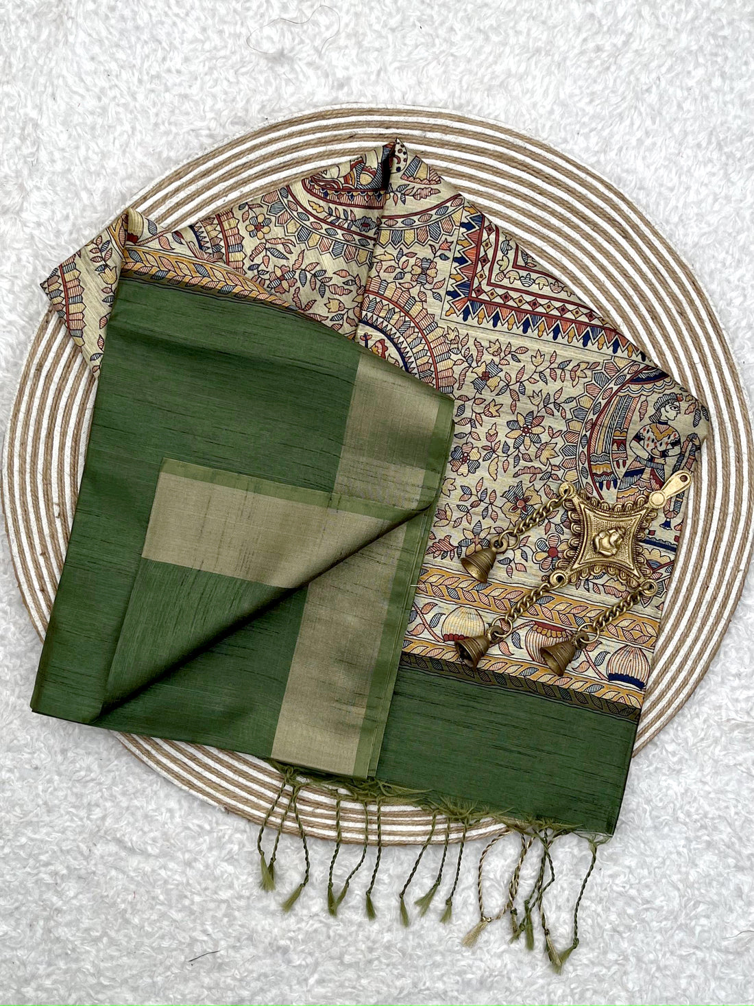 Soft Khadi Raw Silk Green Saree