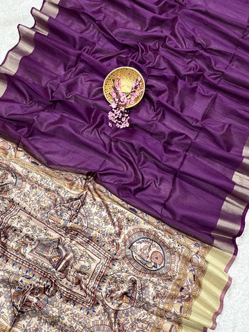 Soft Khadi Raw Silk Purple Saree